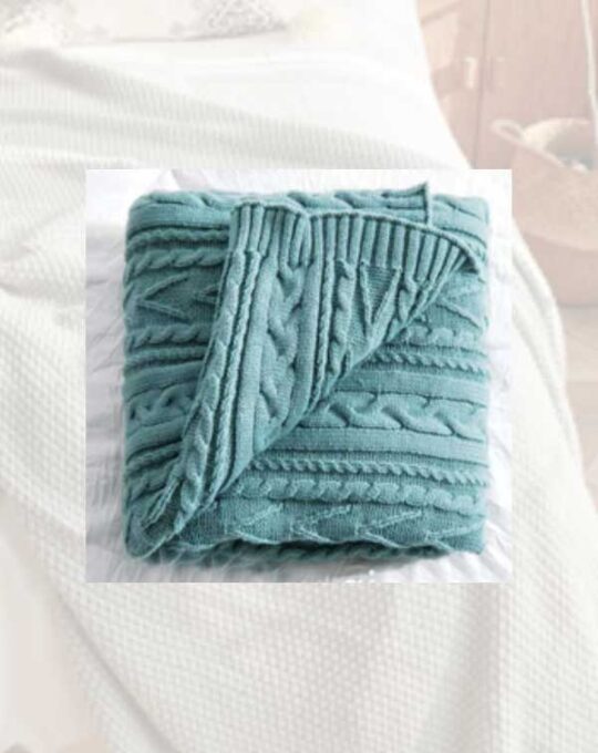 Acrylic-knitted-Throw-Blue-Green