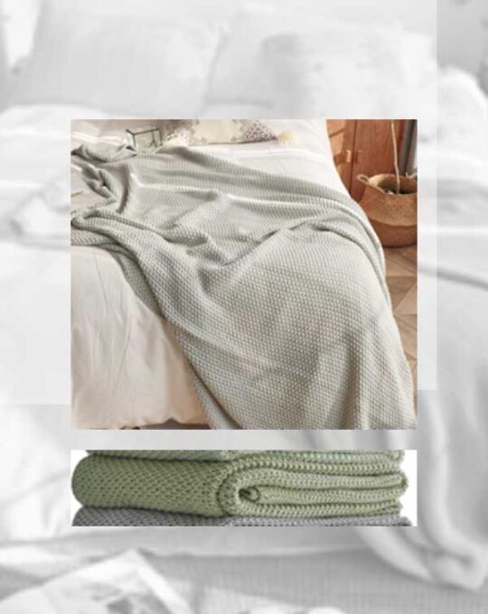 Cotton-knitted-Throw-Green