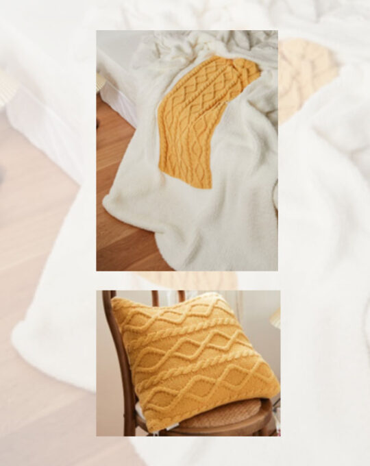 Knitted-Throw2Pillow-Yellow